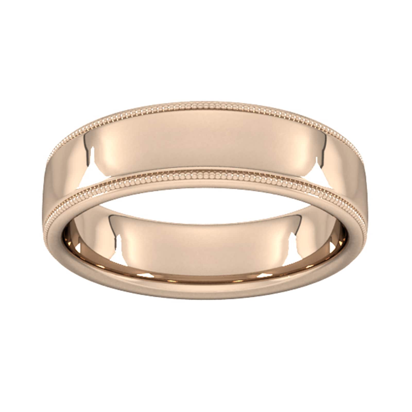 Goldsmiths 6mm Slight Court Standard Milgrain Edge Wedding Ring In 18 Carat Rose Gold