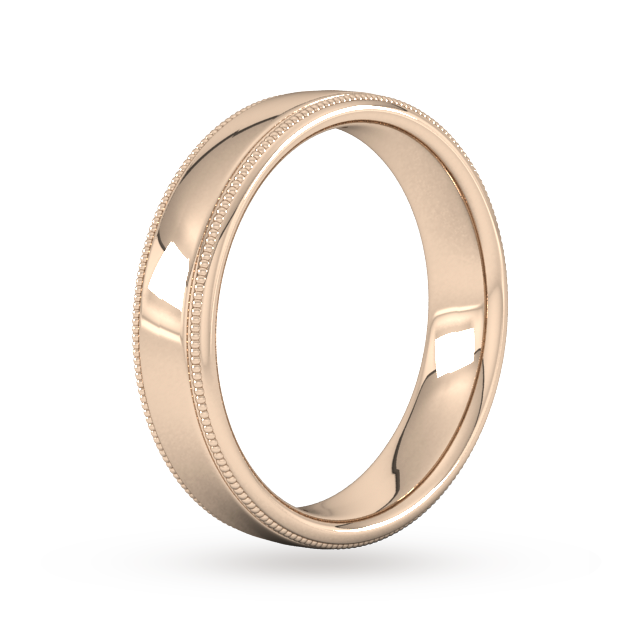 Goldsmiths 5mm Slight Court Heavy Milgrain Edge Wedding Ring In 18 Carat Rose Gold