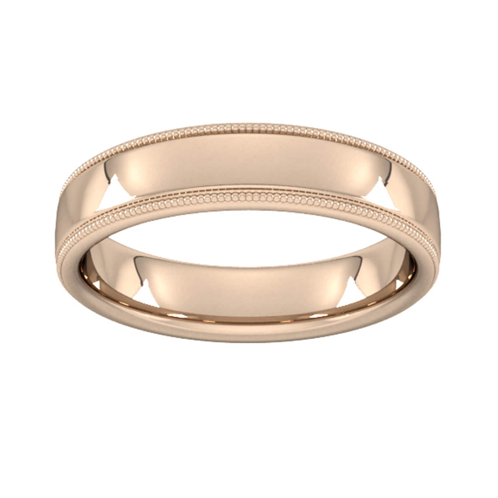 5mm Slight Court Extra Heavy Milgrain Edge Wedding Ring In 18 Carat Rose Gold - Ring Size O