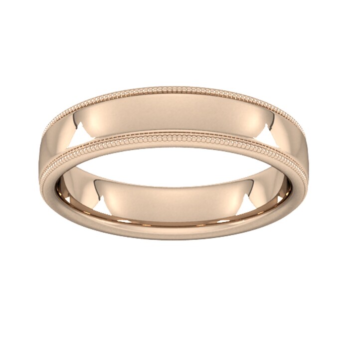 Goldsmiths 5mm Slight Court Extra Heavy Milgrain Edge Wedding Ring In 18 Carat Rose Gold - Ring Size I