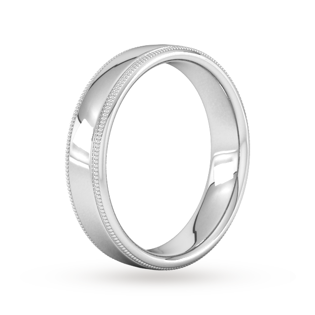 Goldsmiths 5mm Slight Court Extra Heavy Milgrain Edge Wedding Ring In Platinum