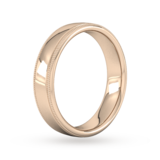 Goldsmiths 5mm Flat Court Heavy Milgrain Edge Wedding Ring In 9 Carat Rose Gold - Ring Size R