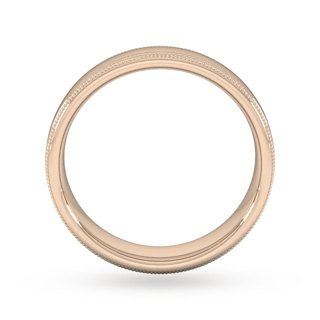 Goldsmiths 5mm Flat Court Heavy Milgrain Edge Wedding Ring In 9 Carat Rose Gold - Ring Size K