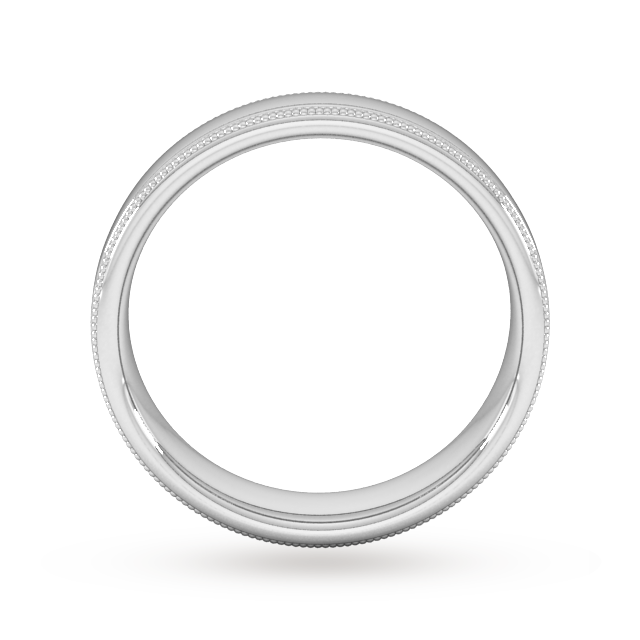 Goldsmiths 5mm Flat Court Heavy Milgrain Edge Wedding Ring In 18 Carat White Gold - Ring Size Q