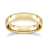 Goldsmiths 5mm Flat Court Heavy Milgrain Edge Wedding Ring In 18 Carat Yellow Gold - Ring Size Q