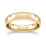 Goldsmiths 5mm Flat Court Heavy Milgrain Edge Wedding Ring In 18 Carat Yellow Gold