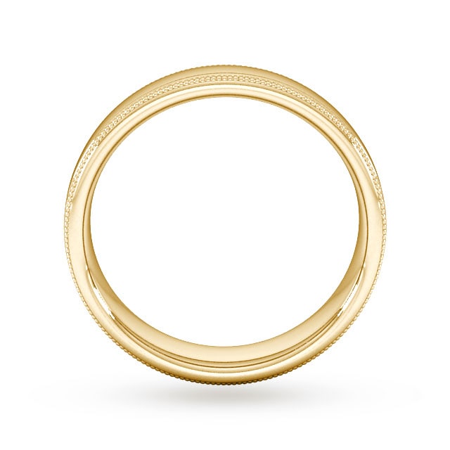 Goldsmiths 5mm Flat Court Heavy Milgrain Edge Wedding Ring In 18 Carat Yellow Gold - Ring Size Q Goldsmiths 5mm Flat Court Heavy Milgrain Edge Wedding Ring In 18 Carat Yellow Gold - Ring Size Q