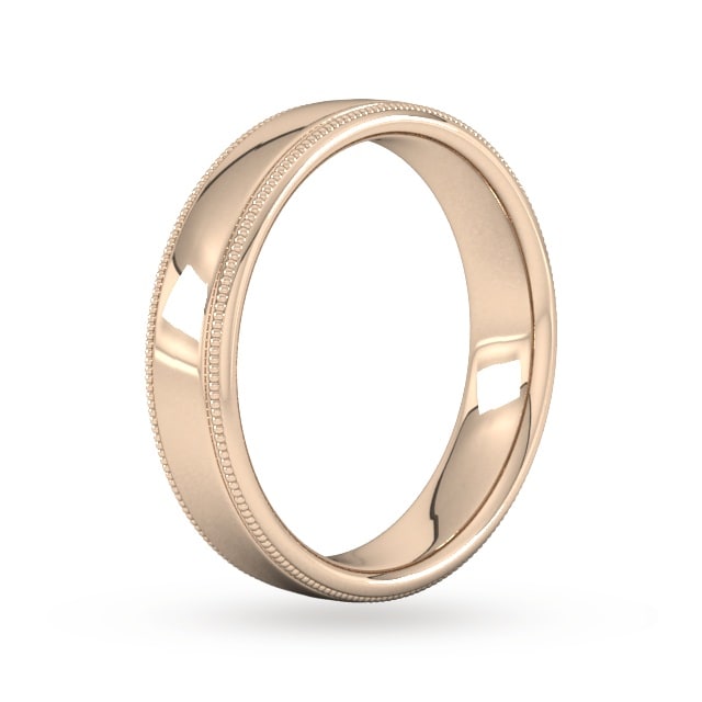 Goldsmiths 6mm Flat Court Heavy Milgrain Edge Wedding Ring In 18 Carat Rose Gold - Ring Size P