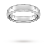 Goldsmiths 5mm Flat Court Heavy Milgrain Edge Wedding Ring In Platinum - Ring Size P