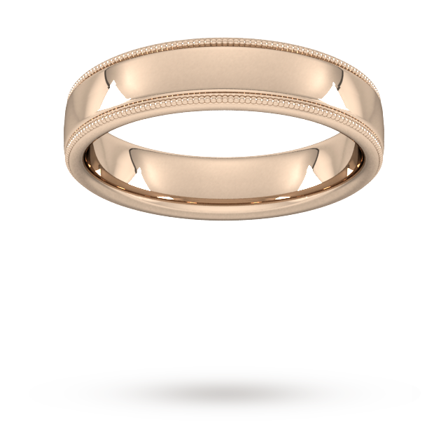 5mm Traditional Court Heavy Milgrain Edge Wedding Ring In 9 Carat Rose Gold - Ring Size K