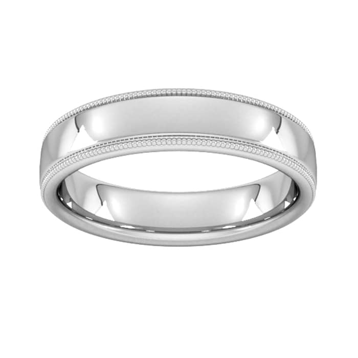 Goldsmiths 5mm Traditional Court Heavy Milgrain Edge Wedding Ring In 18 Carat White Gold