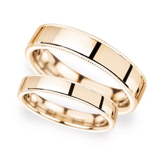 Goldsmiths 6mm D Shape Standard Milgrain Edge Wedding Ring In 9 Carat Rose Gold Goldsmiths 6mm D Shape Standard Milgrain Edge Wedding Ring In 9 Carat Rose Gold