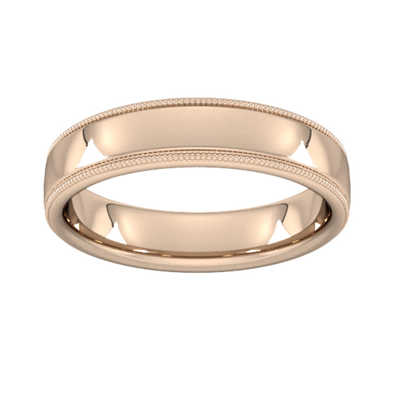 Goldsmiths 5mm D Shape Heavy Milgrain Edge Wedding Ring In 9 Carat Rose Gold