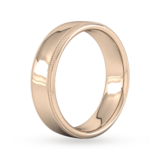 Goldsmiths 6mm D Shape Heavy Milgrain Edge Wedding Ring In 9 Carat Rose Gold - Ring Size R