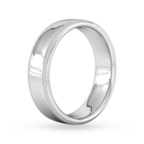 Goldsmiths 6mm D Shape Heavy Milgrain Edge Wedding Ring In 18 Carat White Gold - Ring Size N