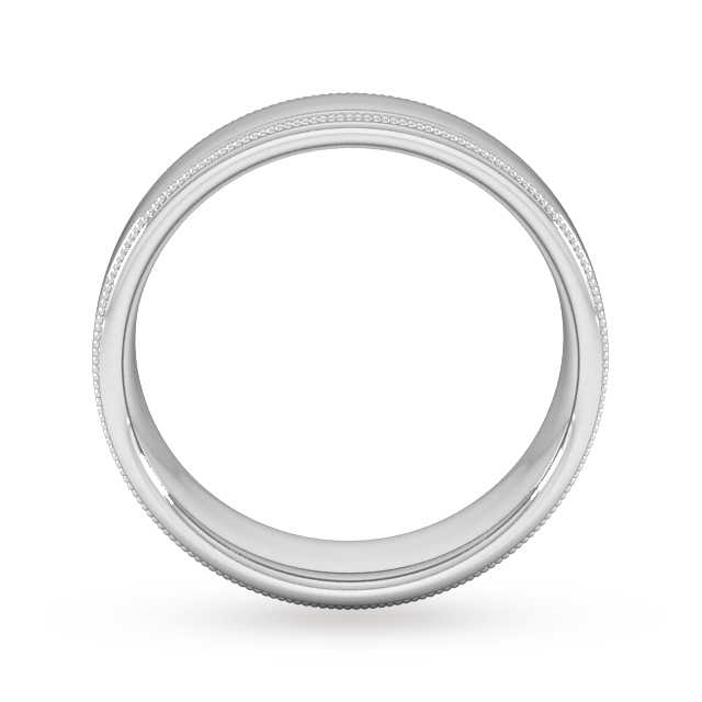 Goldsmiths 6mm D Shape Heavy Milgrain Edge Wedding Ring In 18 Carat White Gold - Ring Size H