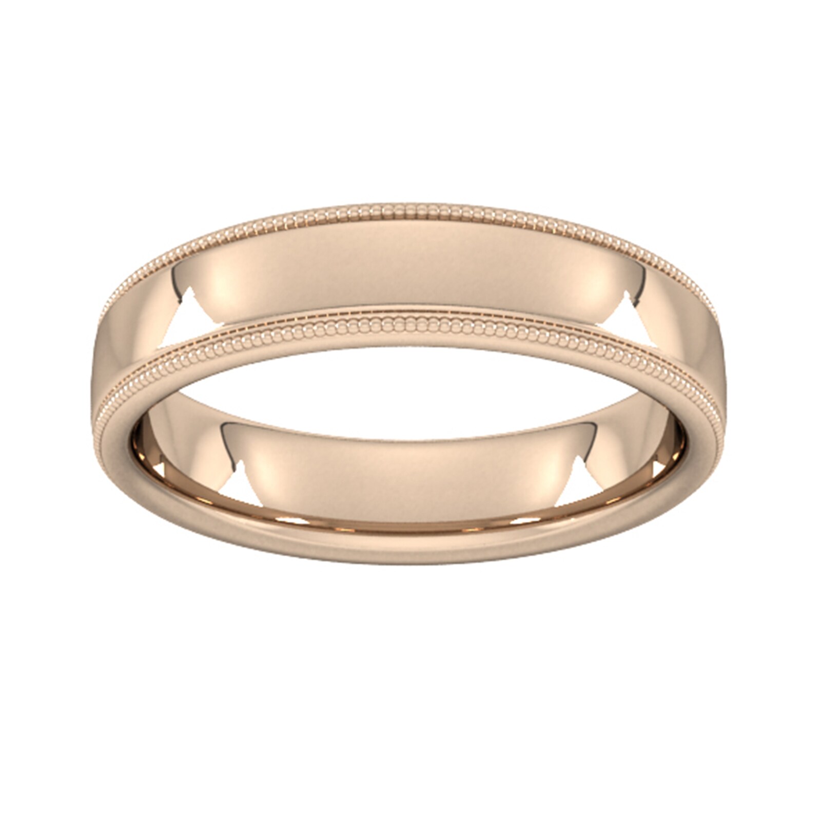 5mm D Shape Heavy Milgrain Edge Wedding Ring In 18 Carat Rose Gold - Ring Size H