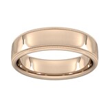 Goldsmiths 6mm D Shape Heavy Milgrain Edge Wedding Ring In 18 Carat Rose Gold - Ring Size N