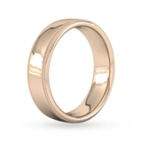 Goldsmiths 6mm D Shape Heavy Milgrain Edge Wedding Ring In 18 Carat Rose Gold - Ring Size I