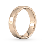 Goldsmiths 6mm D Shape Heavy Milgrain Edge Wedding Ring In 18 Carat Rose Gold