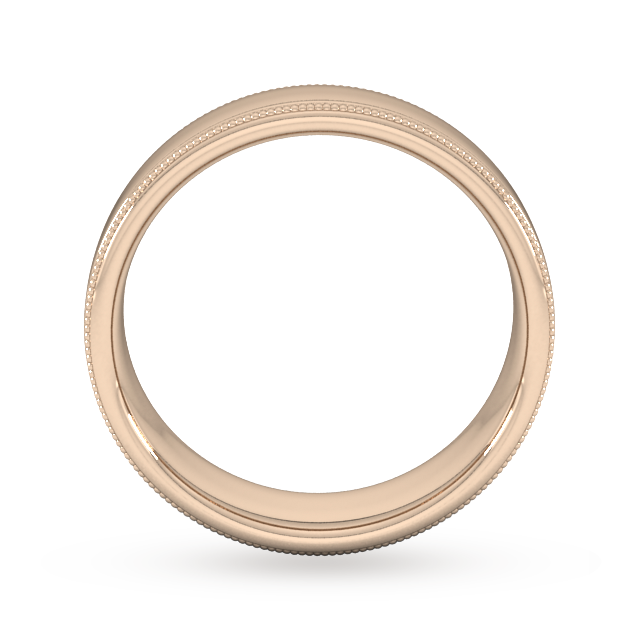 Goldsmiths 6mm D Shape Heavy Milgrain Edge Wedding Ring In 18 Carat Rose Gold - Ring Size K