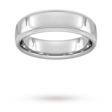 Goldsmiths 6mm D Shape Standard Milgrain Edge Wedding Ring In Platinum