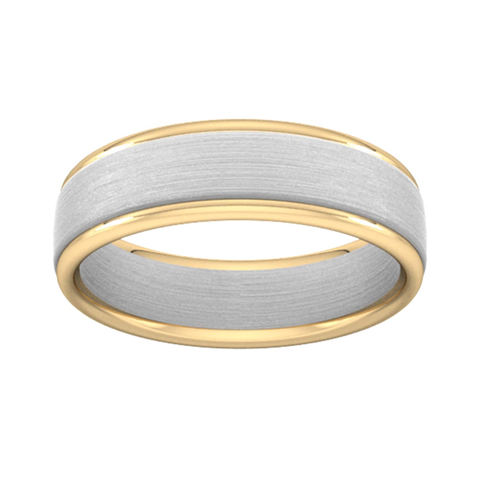 Goldsmiths 6mm Wedding Ring In 18 Carat White & Yellow Gold - Ring Size Y