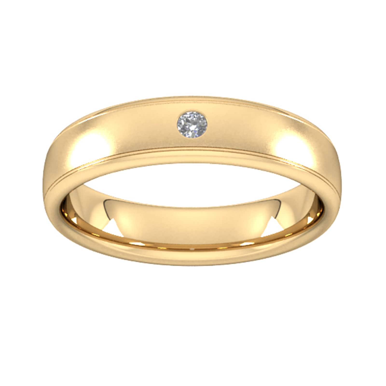 Goldsmiths 5mm Brilliant Cut Diamond Set Wedding Ring In 18 Carat Yellow Gold - Ring Size P Goldsmiths 5mm Brilliant Cut Diamond Set Wedding Ring In 18 Carat Yellow Gold - Ring Size P