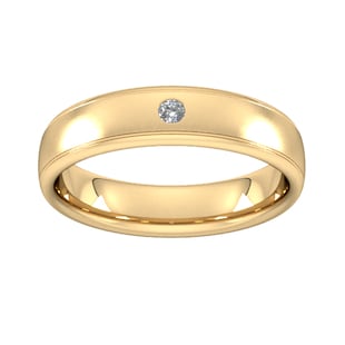Goldsmiths 5mm Brilliant Cut  Diamond Set Wedding Ring In 18 Carat Yellow Gold