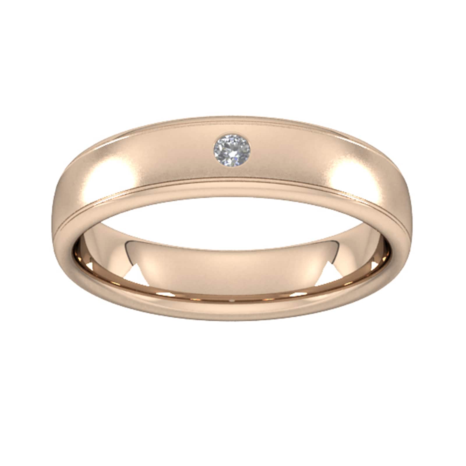 5mm Brilliant Cut Diamond Set Wedding Ring In 18 Carat Rose Gold - Ring Size P