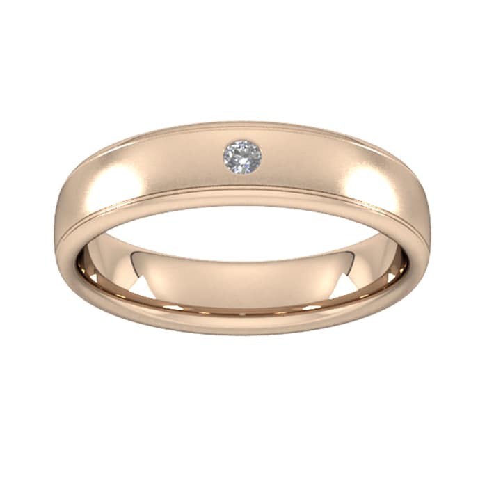 Goldsmiths 5mm Brilliant Cut  Diamond Set Wedding Ring In 18 Carat Rose Gold