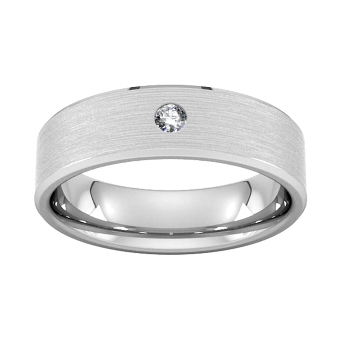 Goldsmiths 6mm Brilliant Cut Diamond Set Chamfered Edge  Wedding Ring In 18 Carat White Gold