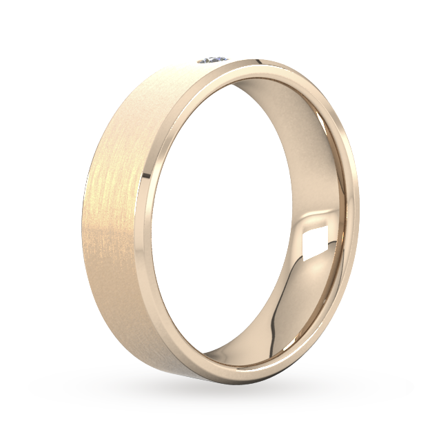 Goldsmiths 6mm Brilliant Cut Diamond Set Chamfered Edge  Wedding Ring In 18 Carat Rose Gold