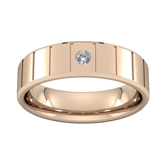 Goldsmiths 6mm Brilliant Cut Diamond Set With Vertical Lines  Wedding Ring In 9 Carat Rose Gold