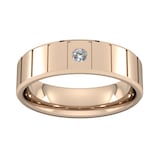Goldsmiths 6mm Brilliant Cut Diamond Set With Vertical Lines  Wedding Ring In 18 Carat Rose Gold - Ring Size P