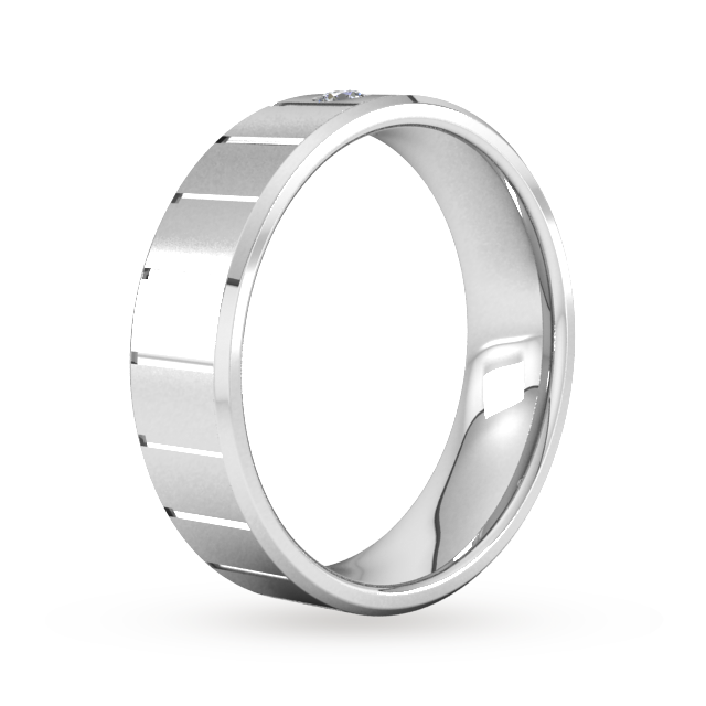 Goldsmiths 6mm Brilliant Cut Diamond Set With Vertical Lines Wedding Ring In Platinum - Ring Size I