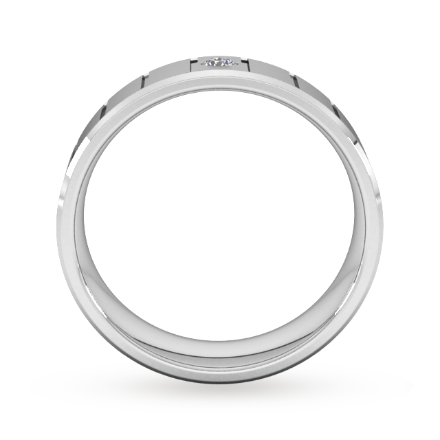 Goldsmiths 6mm Brilliant Cut Diamond Set With Vertical Lines Wedding Ring In Platinum - Ring Size I