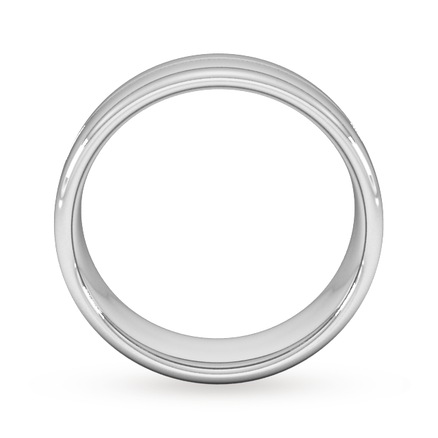Goldsmiths 7mm Slight Court Standard Milgrain Centre Wedding Ring In 9 Carat White Gold - Ring Size Q
