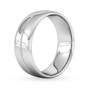 Goldsmiths 8mm Slight Court Heavy Milgrain Centre Wedding Ring In 9 Carat White Gold