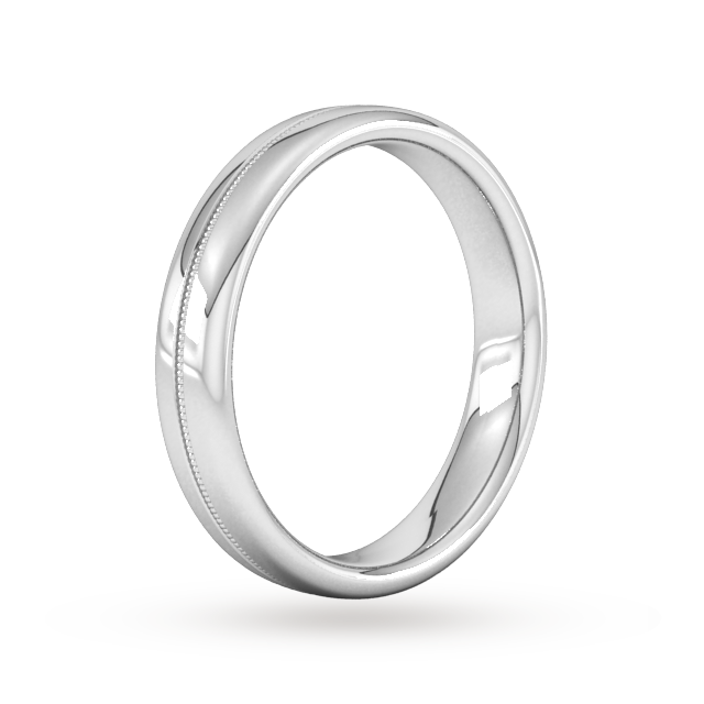 Goldsmiths 4mm Slight Court Extra Heavy Milgrain Centre Wedding Ring In 9 Carat White Gold - Ring Size H