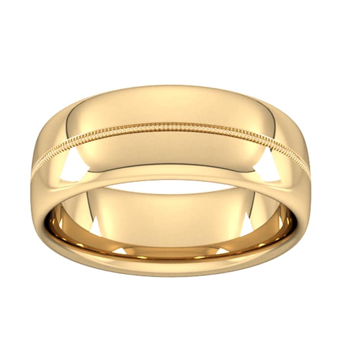 Goldsmiths 8mm Slight Court Standard Milgrain Centre Wedding Ring In 9 Carat Yellow Gold - Ring Size R