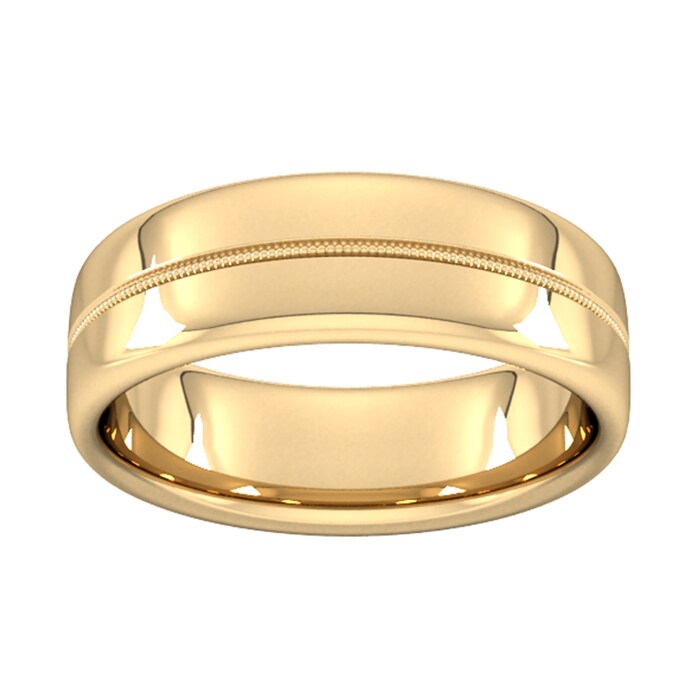 Goldsmiths 7mm Slight Court Heavy Milgrain Centre Wedding Ring In 9 Carat Yellow Gold