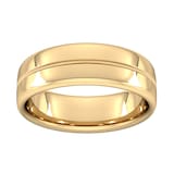 Goldsmiths 7mm Slight Court Heavy Milgrain Centre Wedding Ring In 9 Carat Yellow Gold