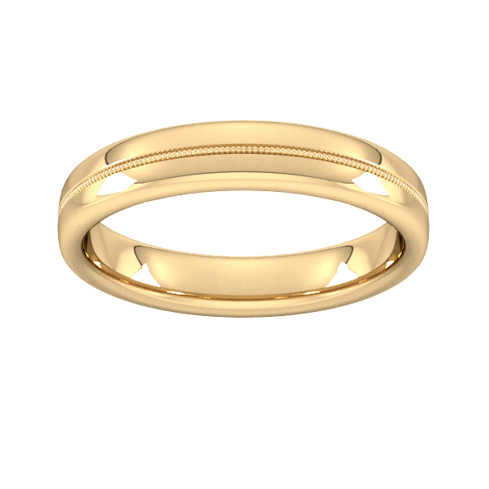 4mm Slight Court Extra Heavy Milgrain Centre Wedding Ring In 9 Carat Yellow Gold - Ring Size V