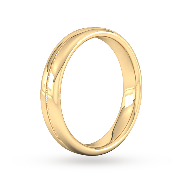 Goldsmiths 4mm Slight Court Extra Heavy Milgrain Centre Wedding Ring In 9 Carat Yellow Gold