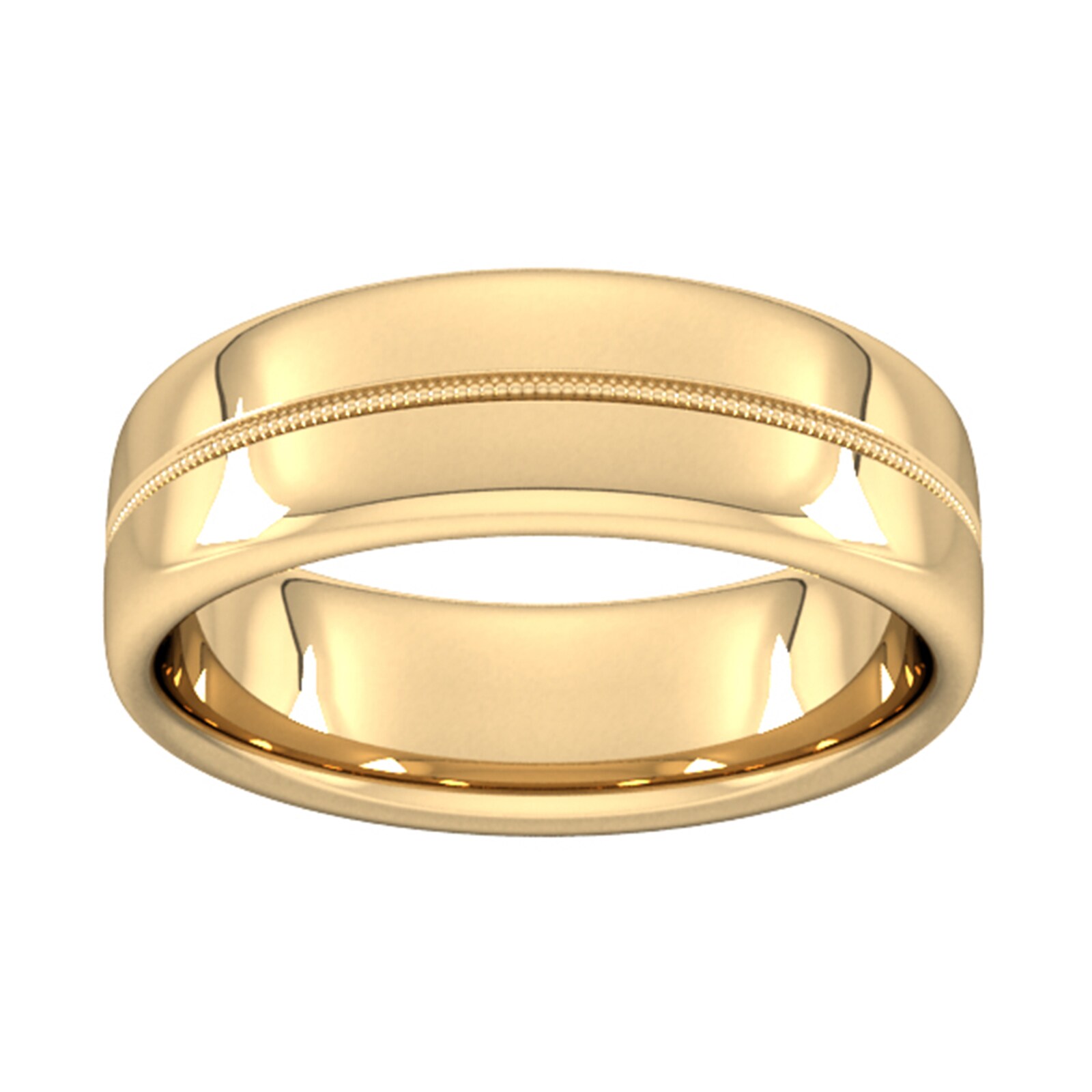 7mm Slight Court Extra Heavy Milgrain Centre Wedding Ring In 9 Carat Yellow Gold - Ring Size W