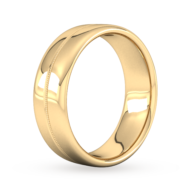 Goldsmiths 7mm Slight Court Extra Heavy Milgrain Centre Wedding Ring In 9 Carat Yellow Gold