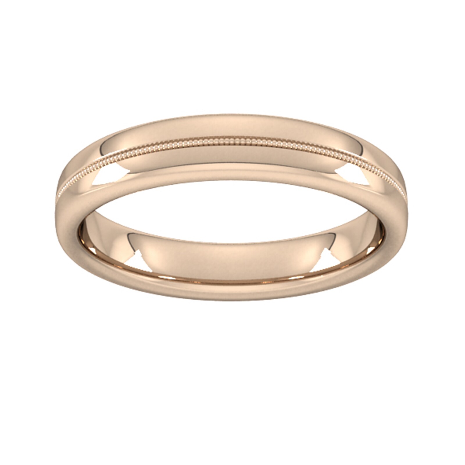 4mm Slight Court Standard Milgrain Centre Wedding Ring In 9 Carat Rose Gold - Ring Size K