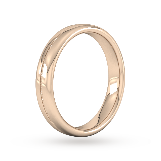 Goldsmiths 4mm Slight Court Standard Milgrain Centre Wedding Ring In 9 Carat Rose Gold