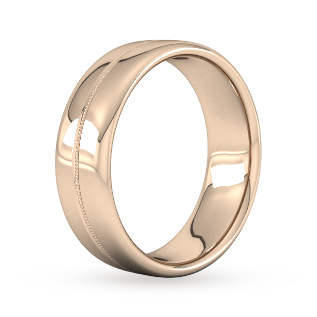 Goldsmiths 7mm Slight Court Standard Milgrain Centre Wedding Ring In 9 Carat Rose Gold - Ring Size Q